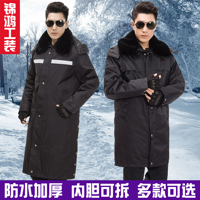 Winter multifunctional coat medium and long version reflective thickened cashmere liner cold-proof cotton-padded jacket security work clothing men