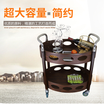 Left boat egg-shaped double-decker wine car Household club mobile hand push collection Wooden transport service ktv hotel