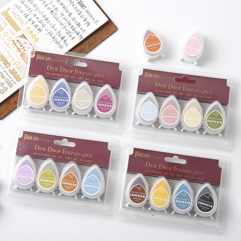 Retro hand account seal rubber stamp special cloth paper art hand account ink mud LD series 4 color card DIY water drop printing pad