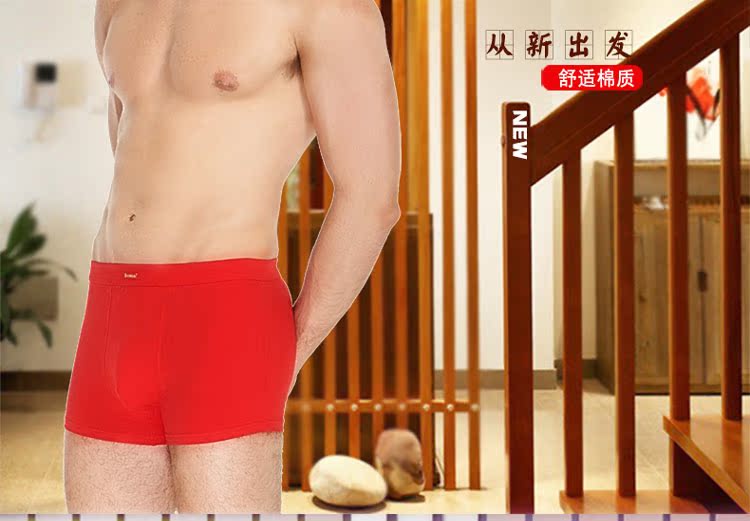 Đồ lót nam màu đỏ đậu đỏ Lycra cotton thoáng khí cotton 4 góc cotton boxer lớn màu đỏ đồ lót nam shop do lot