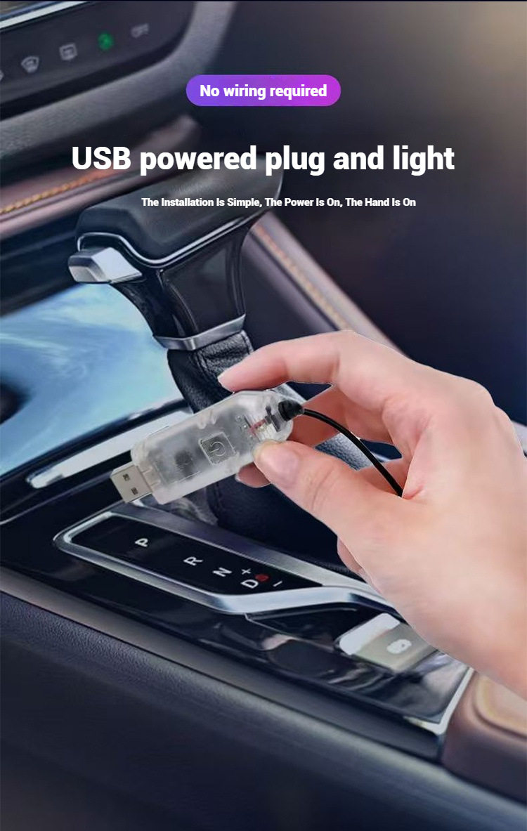 Car Led Front Hidden Soundproof Strip, Colorful Central Control Ambient Light, Remote Control App-Controlled Modified Lighting Strip