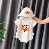 Baby shirt ins Wind climbing clothes newborn triangle ha clothes short sleeves thin foreign style men and women Baby summer clothes 6 months