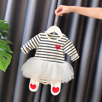 Baby dress shirt spring and autumn female baby puffy skirt Korean triangle ha dress spring princess dress foreign trade tide