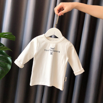 Childrens spring mens base shirt long sleeve thin baby T-shirt white spring and autumn cotton 1 year old female baby clothes