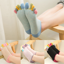 5 pairs of thin low-top five-finger socks womens color cotton invisible socks deodorant sweat absorption shallow mouth boat socks spring and autumn color toe toe socks