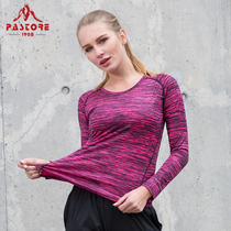 Spring and autumn breathable quick-drying t-shirt womens elastic running sports quick-drying long-sleeved mens sweat-absorbing fitness clothes