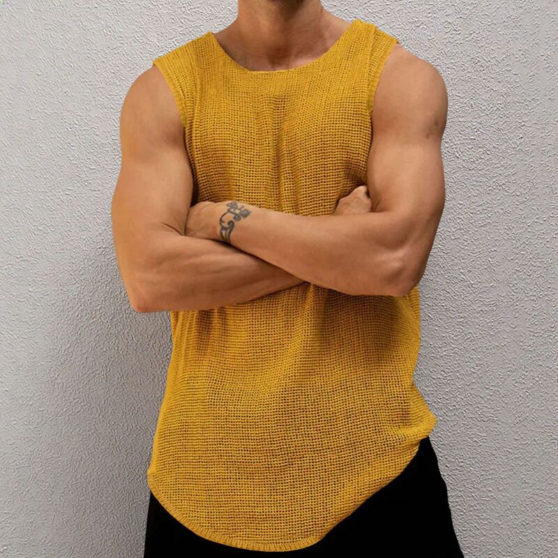 Cross-Border Men's Clothing Amazon Summer Thin Knitted Vest Men's Casual Solid Color New Knitted Sweater Sy0098