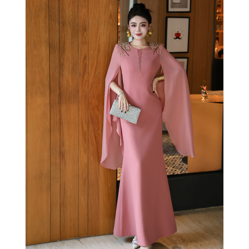 Zhilai Pink Glamorous Dress Designer Style Rhinestone-Embellished Bodycon Mermaid Dress Long Dress Summer 2026 New Model