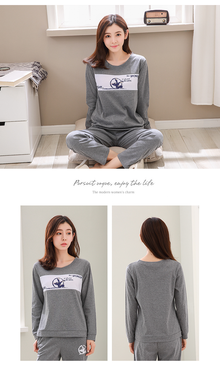 Bộ đồ ngủ nữ chính thức ở Nam Cực phù hợp với tay dài có thể mặc cho sinh viên Hàn Quốc mùa xuân và mùa thu cotton phục vụ tại nhà bộ đồ mặc nhà mùa hè cotton