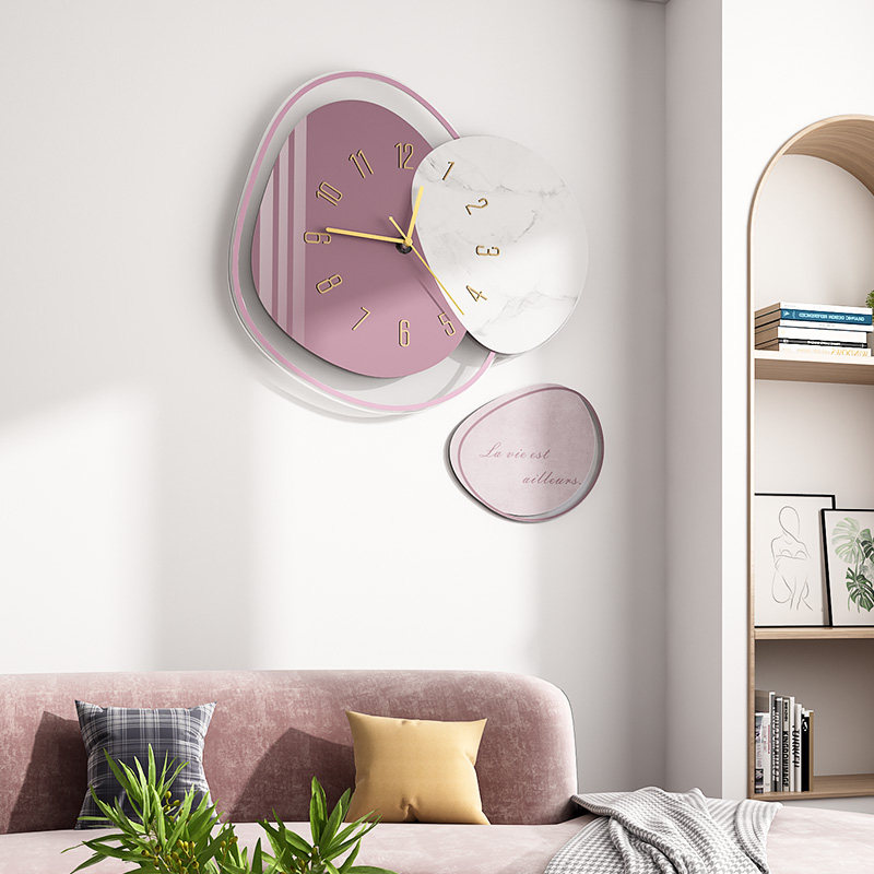 Nordic Light Luxury Watches hanging bell Living room Home Fashion modern minimalist online Red creativity Decorative Quartz Clock Hanging Wall