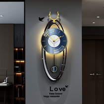 Light and luxurious deer head timepiece Clocks Living Room Decoration Creative Hanging Wall Clock Home Fashion Modern Minima Net Red Hanging