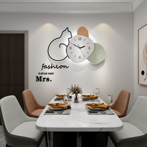 Modern minimalist cartoon hanging clock living room clock personality creative hanging wall Home Fashion Nordic net Red Decorative Clock