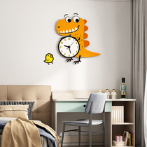 Cartoon Childrens Room Clock Hanging Clock Living Room Personality Creative Fashion Home Bedroom Mute Dinosaur Clock Hanging Wall