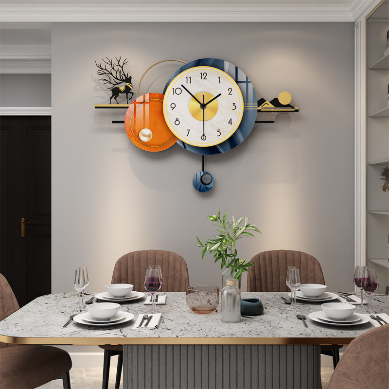 Net Red Dining Room Light Extravagant Wall Hanging wall Clock Living room Modern minimalist Atmospheric watches Decoration Home Fashion creative clock