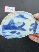 Late Ming Dynasty Tianqi Chongzhen Blue and White Porcelain Landscape Figures Boating on the River Hundreds of Ancient Porcelain Pieces Just Playing with the Old Porcelain Pieces