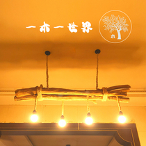 Weathered wood chandelier Bed and breakfast creative dead wood ceiling lamp Original ecological tree branch art lamp Pastoral wind chandelier