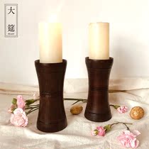 Vintage Medieval European candlestick Solid wood Nordic nostalgic handmade candle holder ornaments SPA aromatherapy candle holder