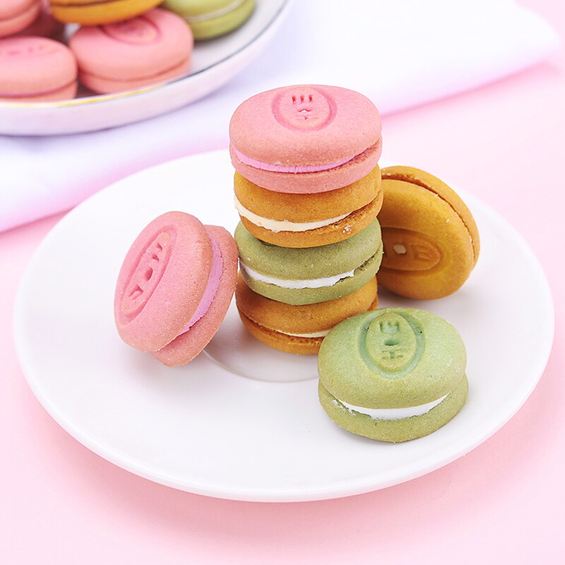 Macarons sandwich biscuits net red snacks Breakfast Refreshments Cream Cookies Small Black Cake Children Snack Snack Foods