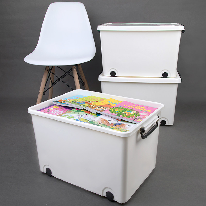 Plastic special large number finishing box thickened with pulley accommodating box containing clothes toy book Quilt Containing box