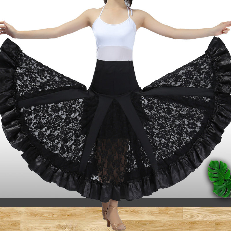 Modern modern dance skirt national standard dance new square dance lace practice long skirt social dance kitba big skirt