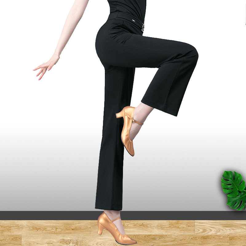 Dance pants Women's national standard dance pants Straight dance pants High waist thin Latin wide leg square pants Modern dance Gitba
