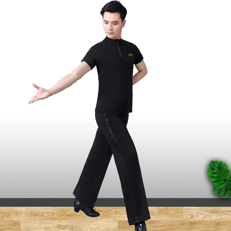 Pants Dance Men Dance Latin Practice National Standard Trousers Black Modern Dance Men High Waist Modern Bright Pairs