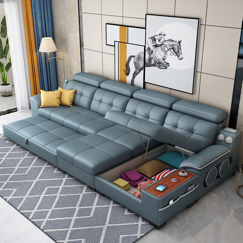 Sofa bed 2021 New living room Multi-functional folding and folding dual-use technology cloth Small family type storage double solid wood