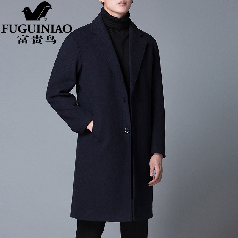 Fugui Bird Fall Men's casual Western suit jacket Han version Trend wool with long version of small suit in the coat