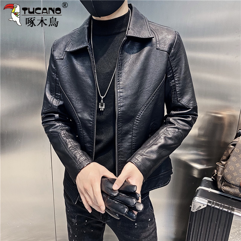Woodpecker Haining Leather Dress Men's Thin Featured Jacket Casual and Vehicle Costume Spring Fall Costume Men's Clothes