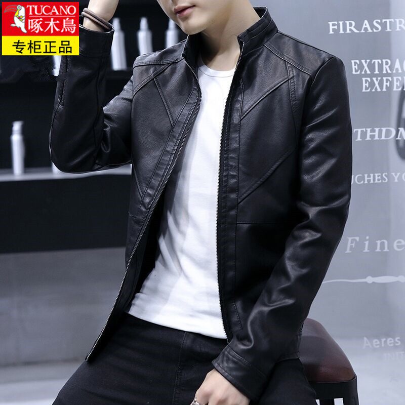 Woodpecker Hong Kong Special Cabinet Autumn Winter Style Henning Tide Card Genuine Leather Leather Clothing Men's Jacket Korean Version Locomotive Clothing Leather Jacket 