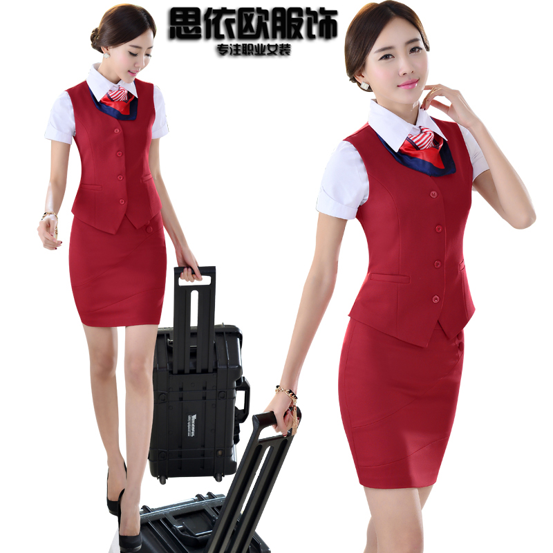 Air attendant uniform professional suit aviation temperament stylish OL front desk beauty dress female summer