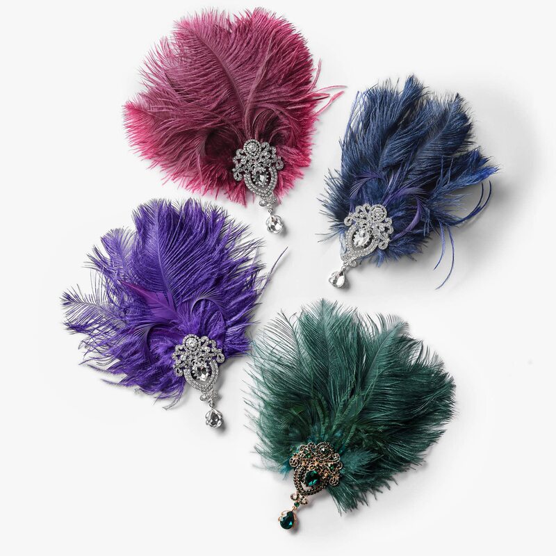 20S Gatsby Feather Headdress Stage Performance Party Hair Accessories Halloween Masquerade Costume Accessories