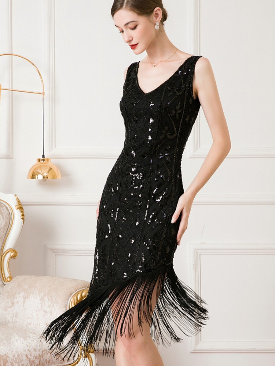 20 ретро партия блестки утолщённый платья Юбка темперамент кисточка платье Great Gatsby dress 