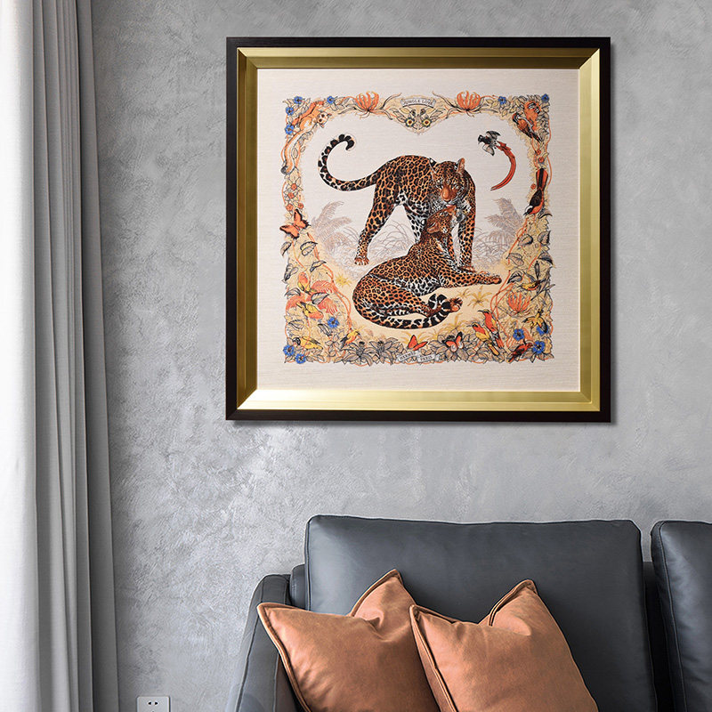 American Golden Money Leopard Decoration Painting UV Digital Printing Genguan Living-room Bedroom Dining Room With Fresco-Like Room Decoration