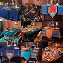 High-end American light luxury bed flag table flag solid color tablecloth European style luxury dining table cloth rectangular tea table cloth