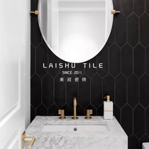 Nordic minimalist black and white gray solid color all-ceramic matte arrow-shaped brick bathroom wall floor tile background wall art brick