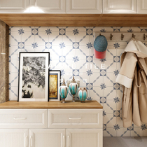 Retro blue tiles Moroccan style tiles kitchen bathroom tiles balcony porch background wall art bricks