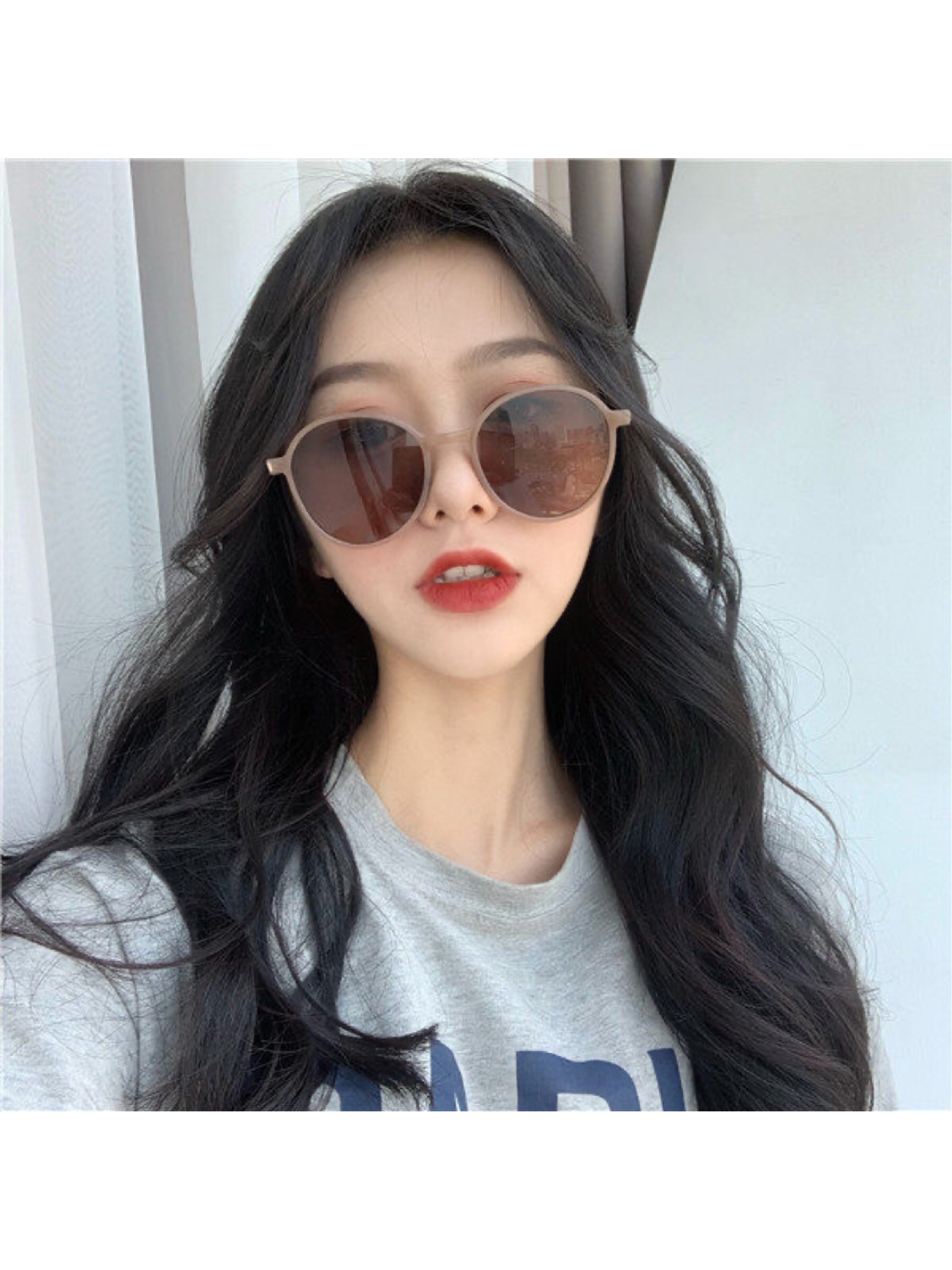 Summer brown sunglasses women's 2021 new fashion big face thin retro high-end street shot ins wind sunglasses
