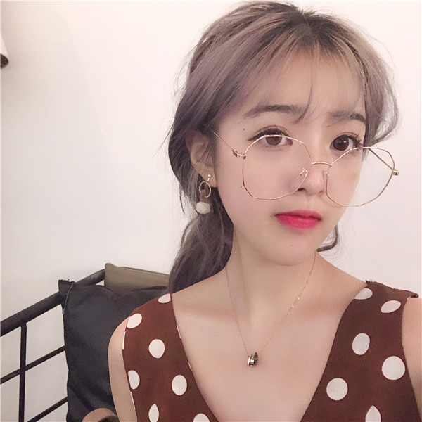 Kính gọng kính đỏ nữ phiên bản Hàn Quốc mặt tròn thủy tinh mỏng manh cá tính nghệ thuật đơn giản retro kính gương gọng kính kính thời trang
