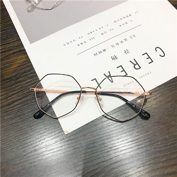 Net kính gọng kính nữ phiên bản Hàn Quốc của thủy triều retro không đều đa giác tròn mặt cá tính mỏng gọng kính gọng kính kính porsche