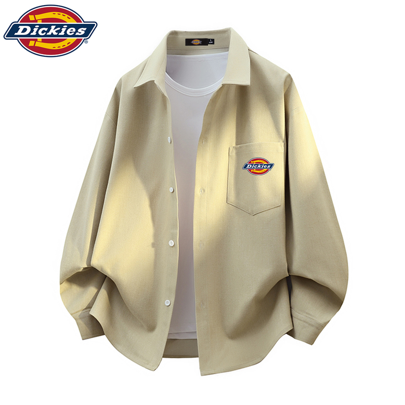 Dickies Official Authentic American High Street Fashion Brand Lapel Printed Long-Sleeved Shirt Men's Spring and Autumn Large Size Shirt