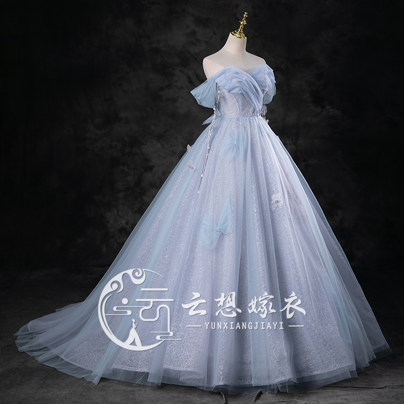 Evening Dress Disney Runaway Princess Fairy Art Student Birthday Banquet Long Dress Toast Dress Bride Performance Tutu Dress