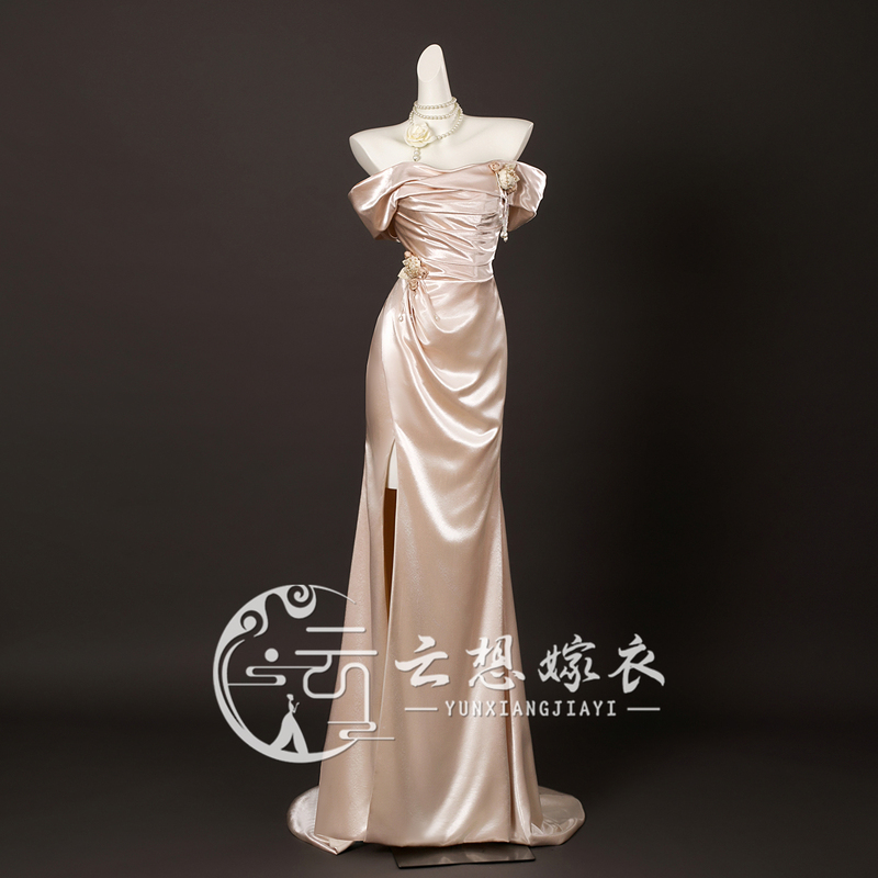 High-End Light Luxury "Empress Dowager" Engagement Adult Ceremony Evening Dress, Toast Dress, Bride Host 2026 New Model High-End Light Luxury "Empress Dowager" Engagement Adult Ceremony Evening Dress, Toast Dress, Bride Host 2026 New Model