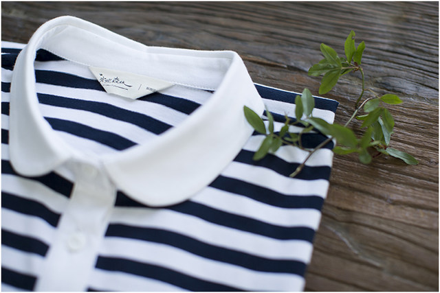 ຊຸດແມ່ມານ trendy 2020 summer style dress cotton pure top mid-length striped shirt T-shirt skirt summer women