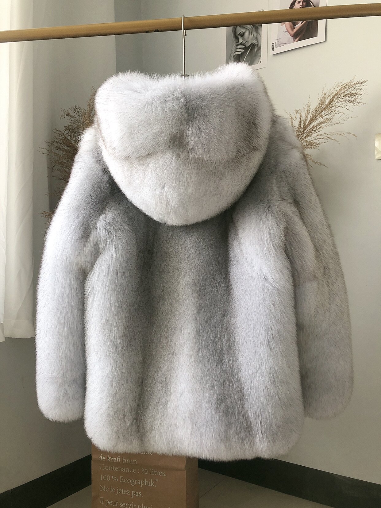Imported Fox Finnish Fur Lian Hat Whole Leather Coat With Warm Leather Grass V Collar 