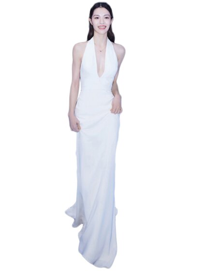 走秀晚礼服连衣裙2025新款网红生日派对晚宴新娘答谢宴露背鱼尾裙