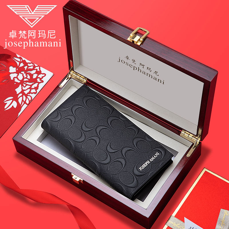 Jo Van Yamani Wallet Man Long Version Real Cow Leather Money Clip Big Card Special Cabinet Gift Box Dress 2022 New