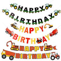 Children boys baby birthday party car engineering car paper flag hanging colorful flag hanging background wall decoration