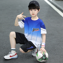 Boys summer suit 2024 new gas boy basketball clothes sports fast dry jersey children summer tide