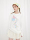 Soirreverie White Rainbow Candy Print Thin Sun Protection Long-Sleeved T-Shirt Basic Versatile Round Neck Top for Women